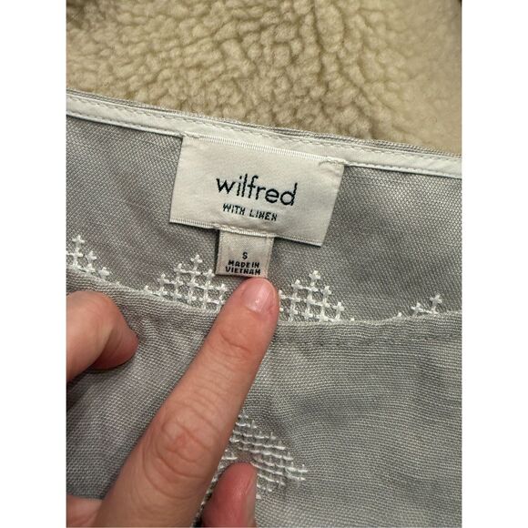 Wilfred Aritzia Gray Embroidered Aztec Dolman Sleeve Blondelle Shift Dress Small - Picture 4 of 6